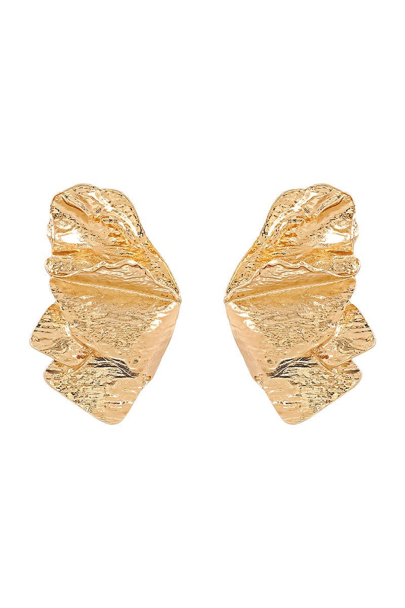 Gold Irregular Metal Textured Dangle Earrings - STYLED BY ALX COUTUREEARRINGS