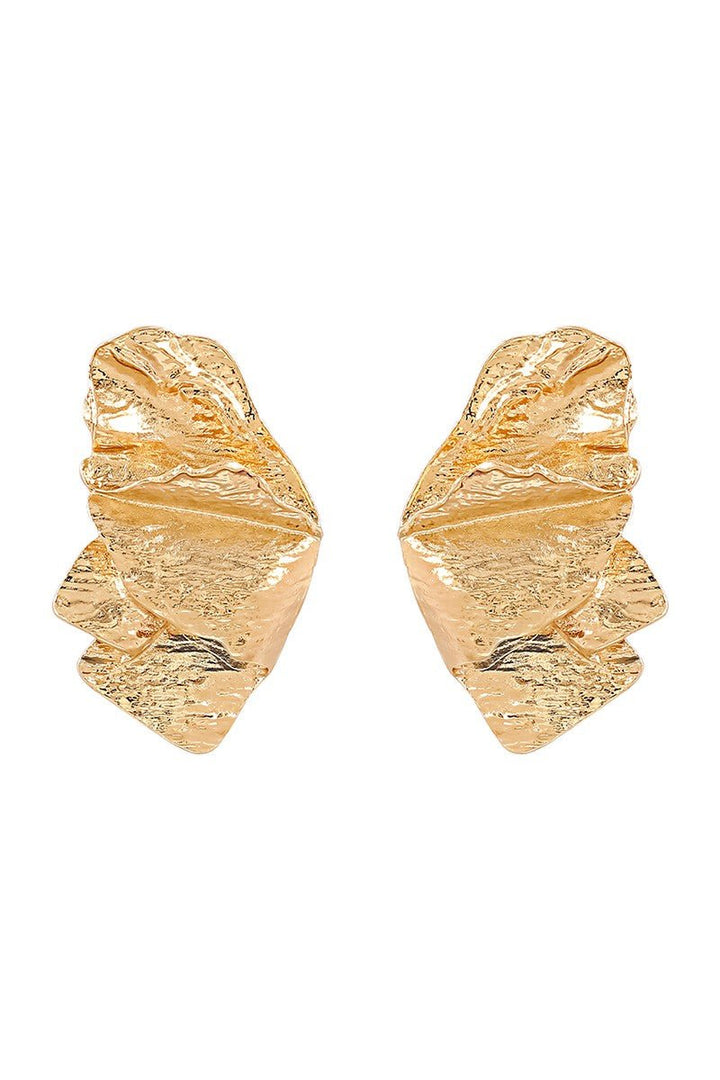 Gold Irregular Metal Textured Dangle Earrings - STYLED BY ALX COUTUREEARRINGS