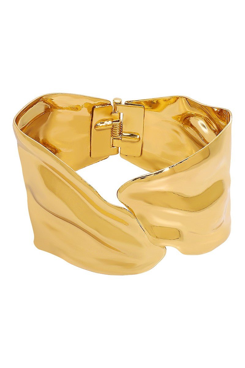 Gold Irregular Textured Metal Bangle Bracelet - STYLED BY ALX COUTUREBRACELET