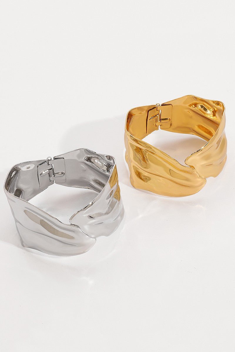 Gold Irregular Textured Metal Bangle Bracelet - STYLED BY ALX COUTUREBRACELET