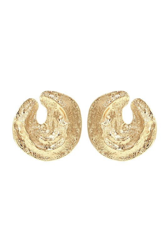 Gold Irregular Textured Round Dangle Earrings - STYLED BY ALX COUTUREEARRINGS