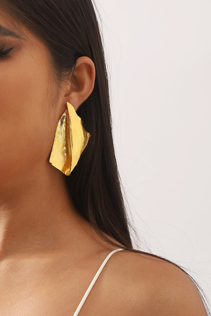 Gold Metal Geometric Irregular Dangle Earrings - STYLED BY ALX COUTUREEARRINGS