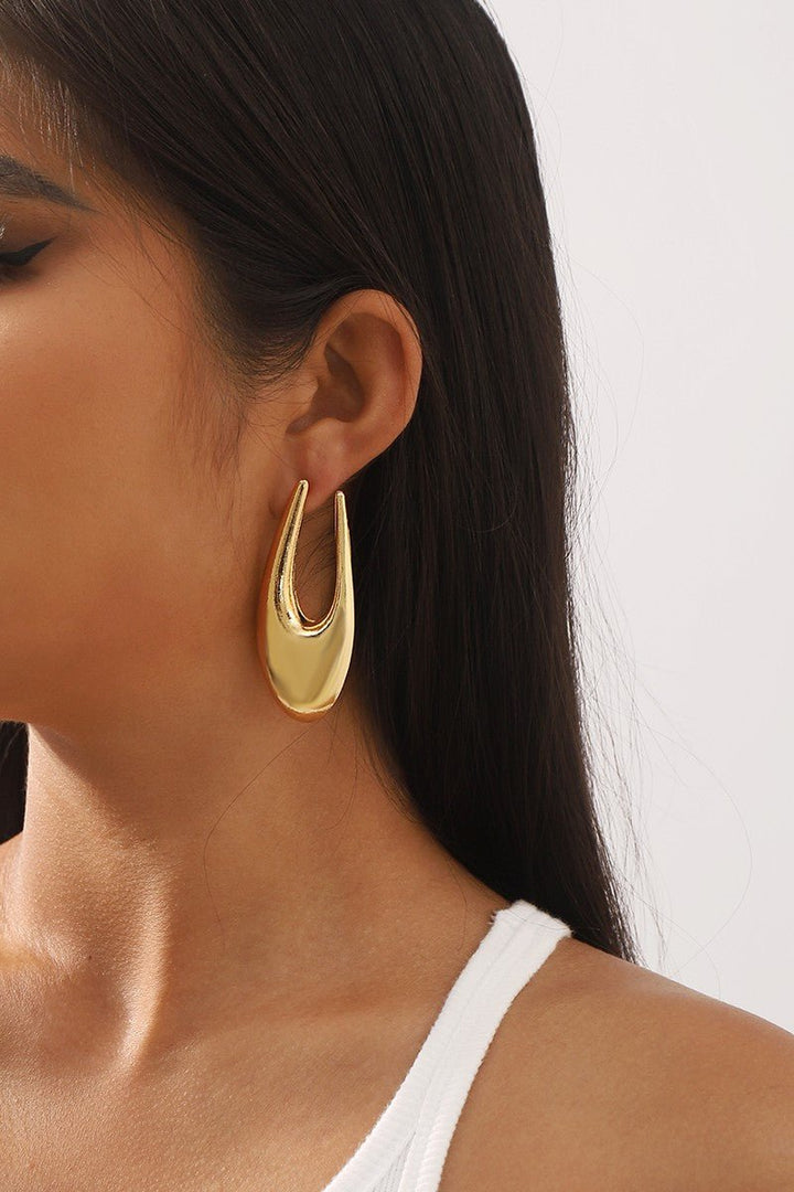 Gold Metal Geometric U - Shaped Dangle Earrings - STYLED BY ALX COUTUREEARRINGS