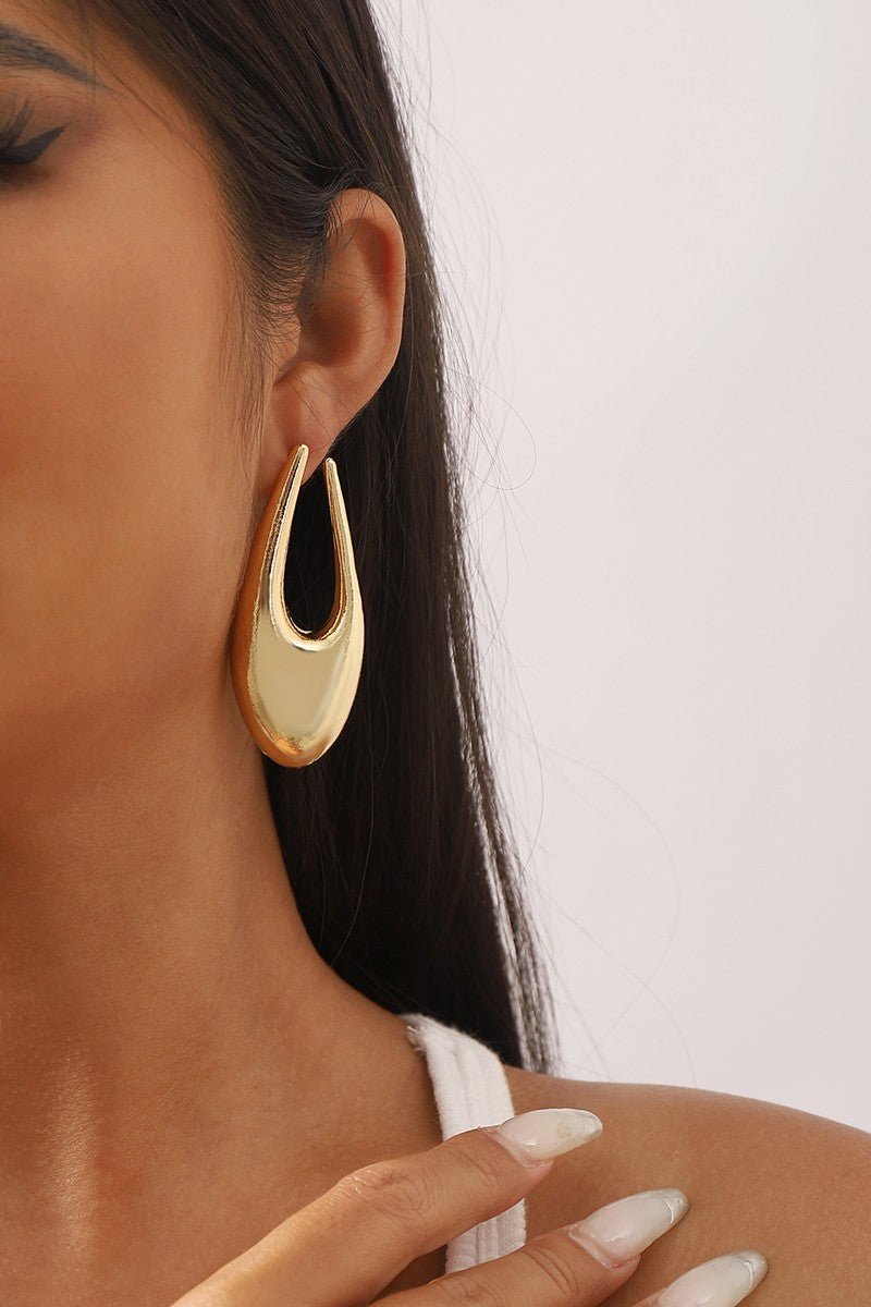 Gold Metal Geometric U - Shaped Dangle Earrings - STYLED BY ALX COUTUREEARRINGS