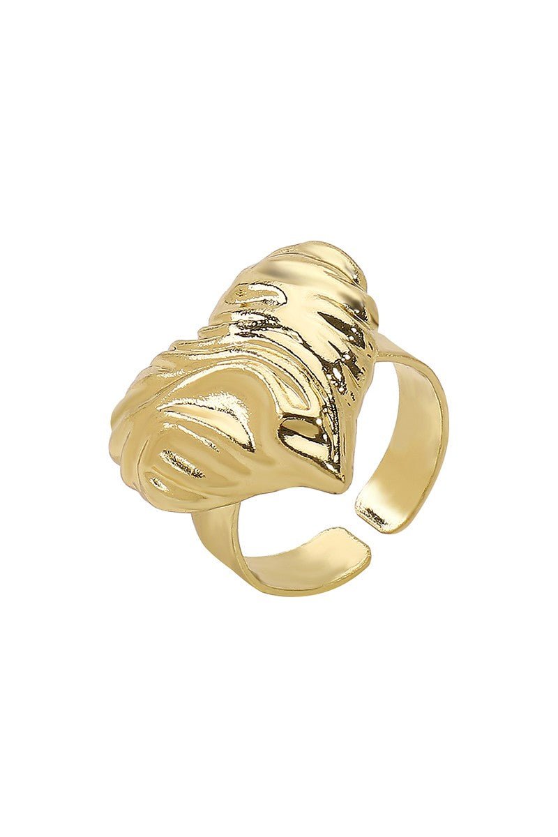 Gold Metal Wave Textured Heart Ring - STYLED BY ALX COUTURERINGS