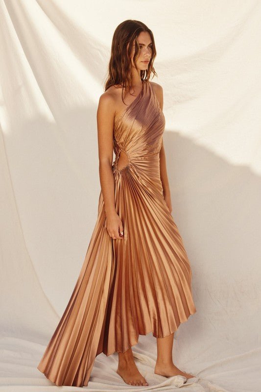 Golden Sand Olympia Asymmetrical Maxi Dress - STYLED BY ALX COUTUREDRESSES