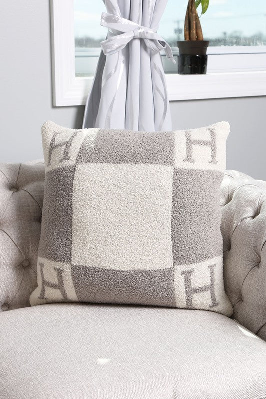 Gray H Patterned Cushion Cover - STYLED BY ALX COUTURECUSHION