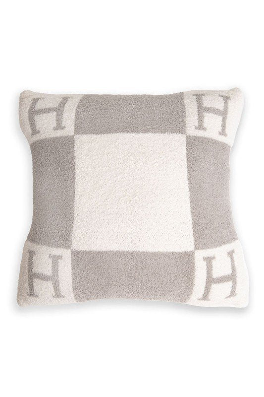 Gray H Patterned Cushion Cover - STYLED BY ALX COUTURECUSHION