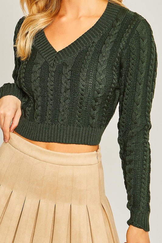 Green Cropped Sweater Top - STYLED BY ALX COUTURESWEATERS