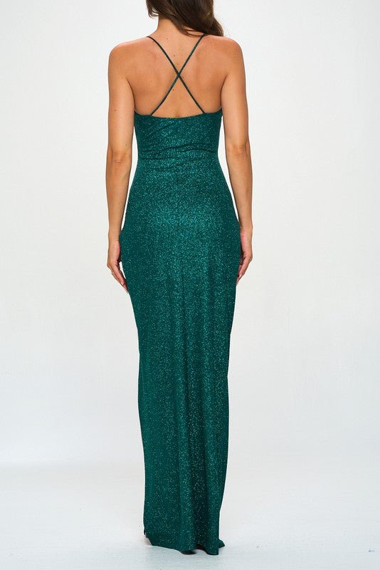 Green Glitter Wrap Formal Dress - STYLED BY ALX COUTUREDRESSES