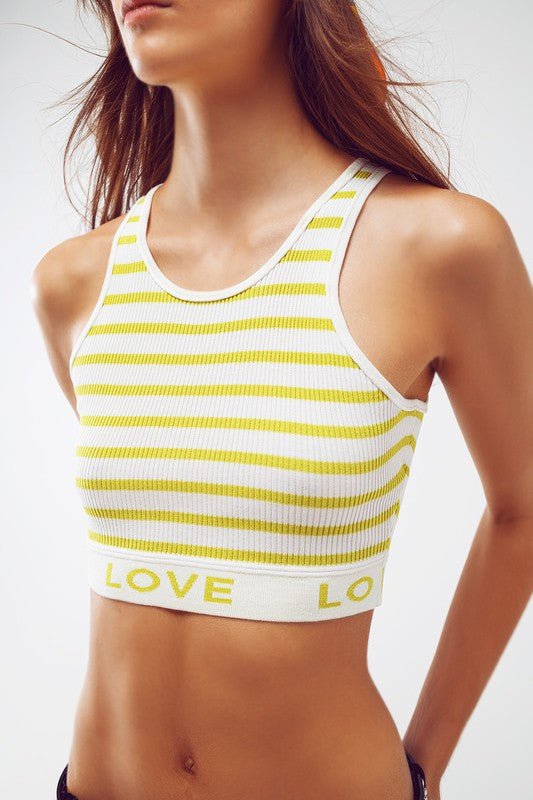 Green Stripped Cropped Love Text Top - STYLED BY ALX COUTUREShirts & Tops