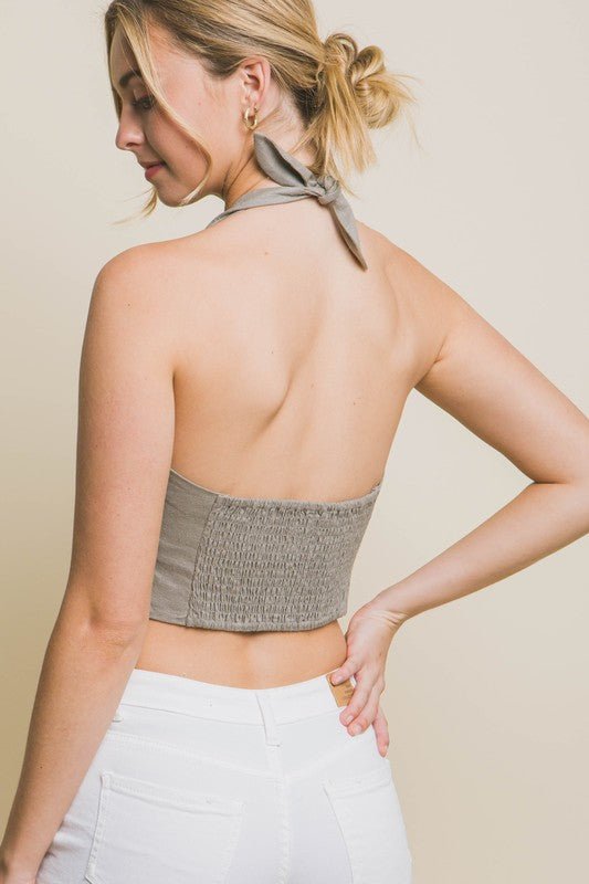 Greystone Linen Cropped Vest - STYLED BY ALX COUTUREShirts & Tops