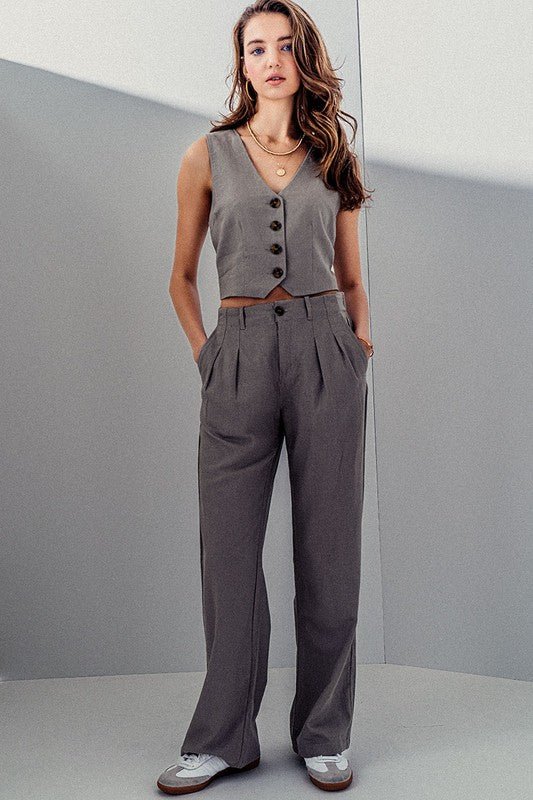 Greystone Linen Tailored Wide Leg Pants - STYLED BY ALX COUTUREPANTS