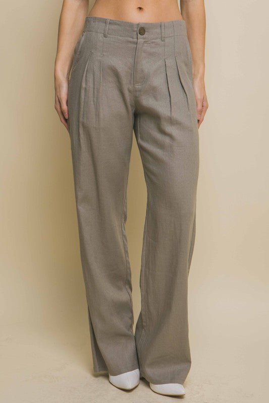 Greystone Linen Tailored Wide Leg Pants - STYLED BY ALX COUTUREPANTS