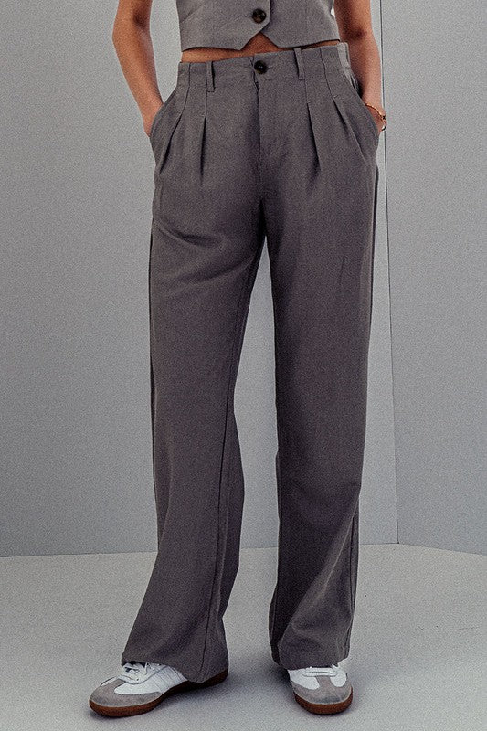 Greystone Linen Tailored Wide Leg Pants - STYLED BY ALX COUTUREPANTS