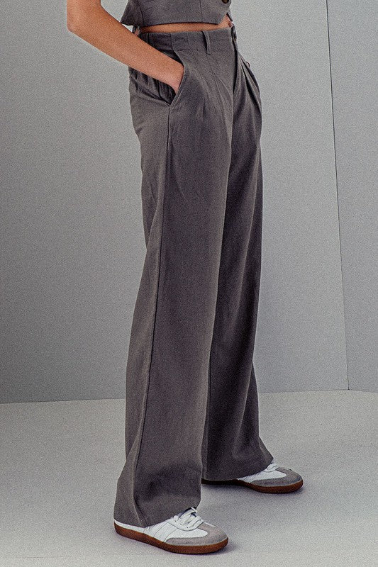 Greystone Linen Tailored Wide Leg Pants - STYLED BY ALX COUTUREPANTS