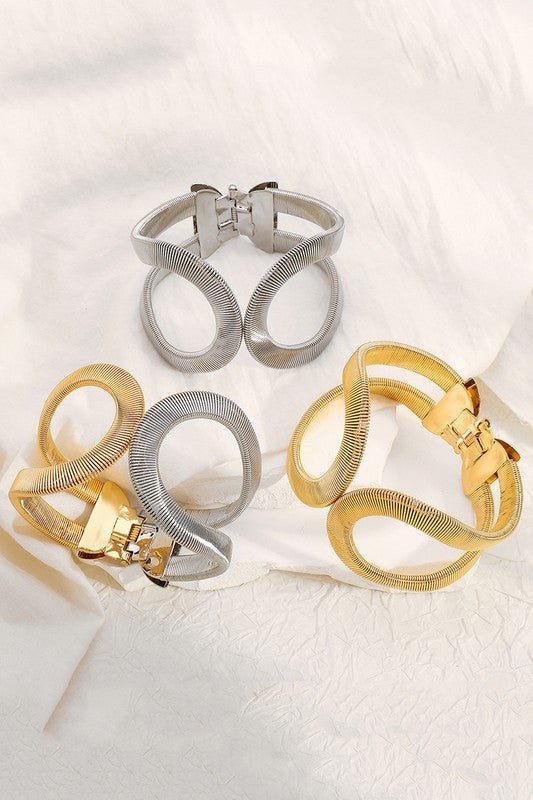 Hollow Geometric Metal Bangle Bracelet - STYLED BY ALX COUTUREBracelets