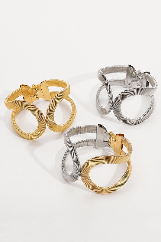 Hollow Geometric Metal Bangle Bracelet - STYLED BY ALX COUTUREBracelets