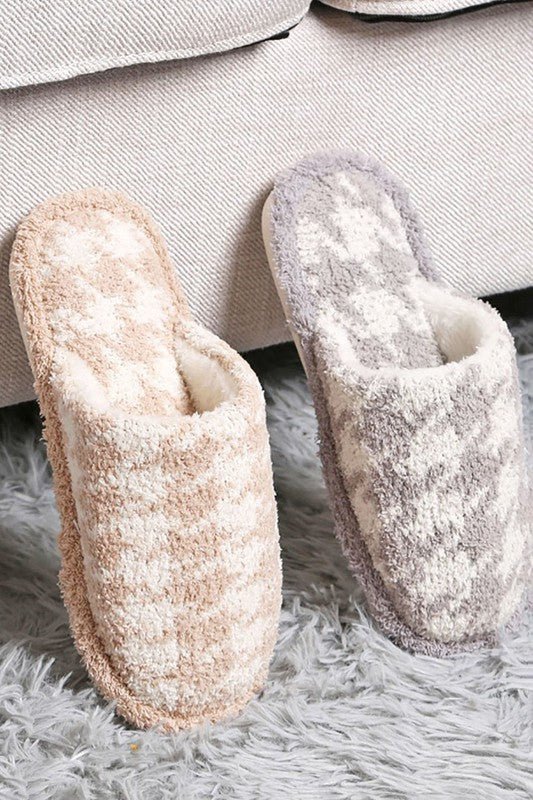 Houndstooth Check Soft Home Indoor Floor Slippers - STYLED BY ALX COUTURESLIPPERS