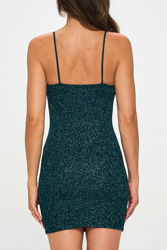 Hunter Green Glitter Bodycon Mini Dress - STYLED BY ALX COUTUREDRESS
