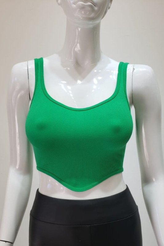 Kelly Green Ribbed Seamless Corset Crop Top - STYLED BY ALX COUTUREShirts & Tops