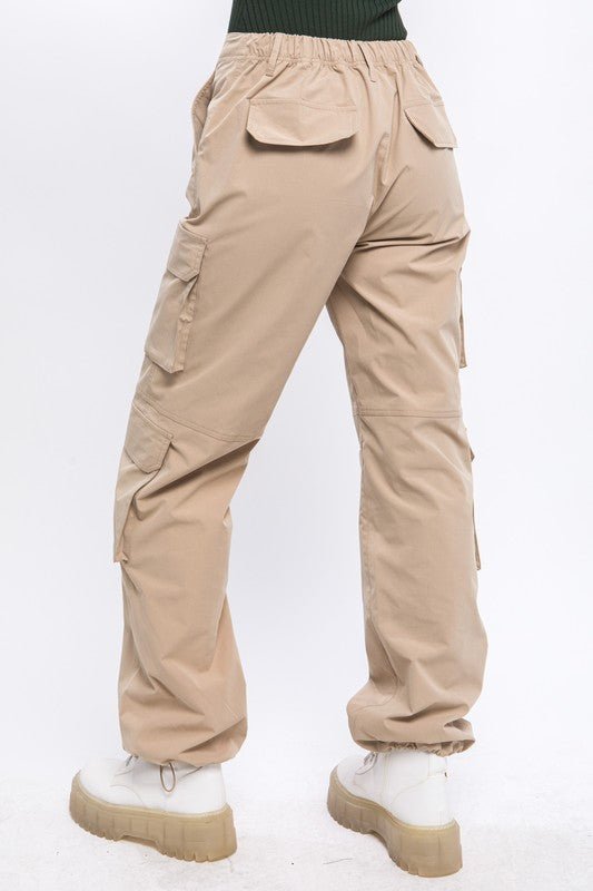 Khaki Cargo Pants With Button Closure & Multiple Pockets - STYLED BY ALX COUTUREPANTS