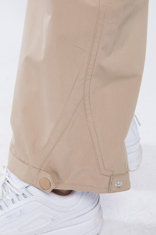 Khaki Cargo Pants With Snap Button - STYLED BY ALX COUTUREPANTS