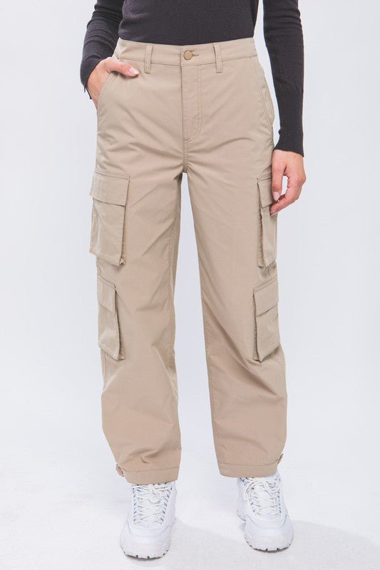 Khaki Cargo Pants With Snap Button - STYLED BY ALX COUTUREPANTS