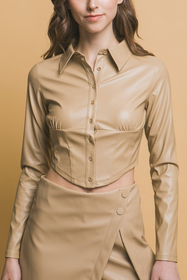 Khaki Cropped Ribbed Long Sleeve - STYLED BY ALX COUTURETOPS