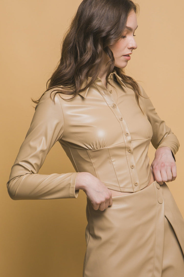 Khaki Cropped Ribbed Long Sleeve - STYLED BY ALX COUTURETOPS