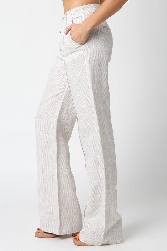 Khaki Denise Linen Pants - STYLED BY ALX COUTUREPANTS