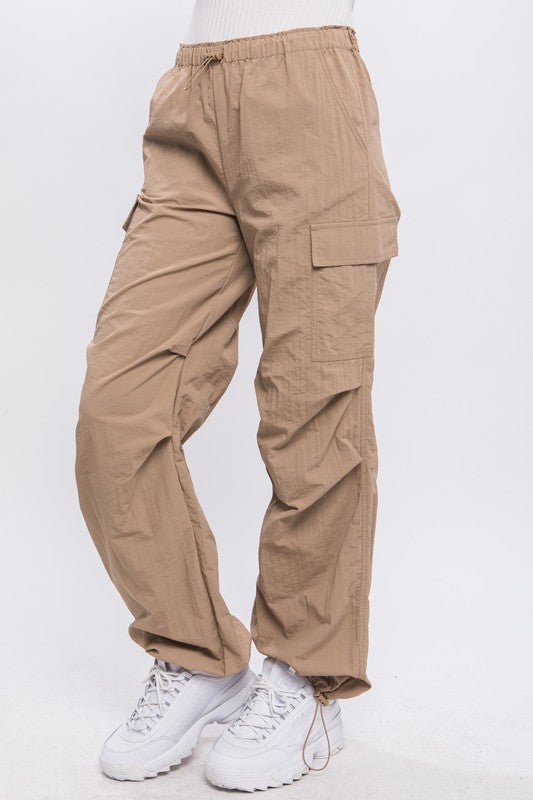 Khaki Loose Fit Parachute Cargo Pants - STYLED BY ALX COUTUREPANTS