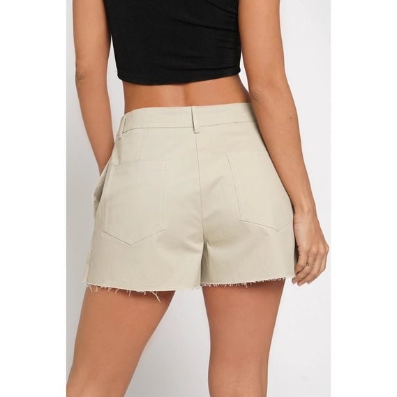 Khaki Raw Edge Pleated Skort - STYLED BY ALX COUTURESKIRTS