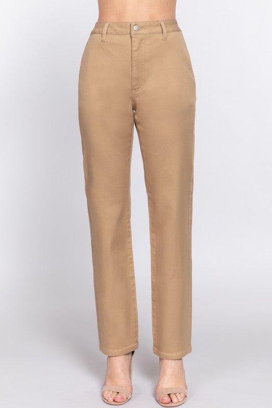 Khaki Straight Fit Twill Long Pants - STYLED BY ALX COUTUREPANTS