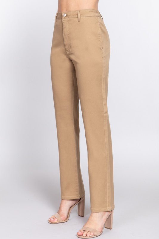 Khaki Straight Fit Twill Long Pants - STYLED BY ALX COUTUREPANTS