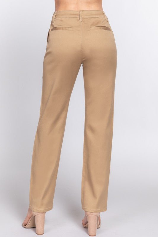 Khaki Straight Fit Twill Long Pants - STYLED BY ALX COUTUREPANTS