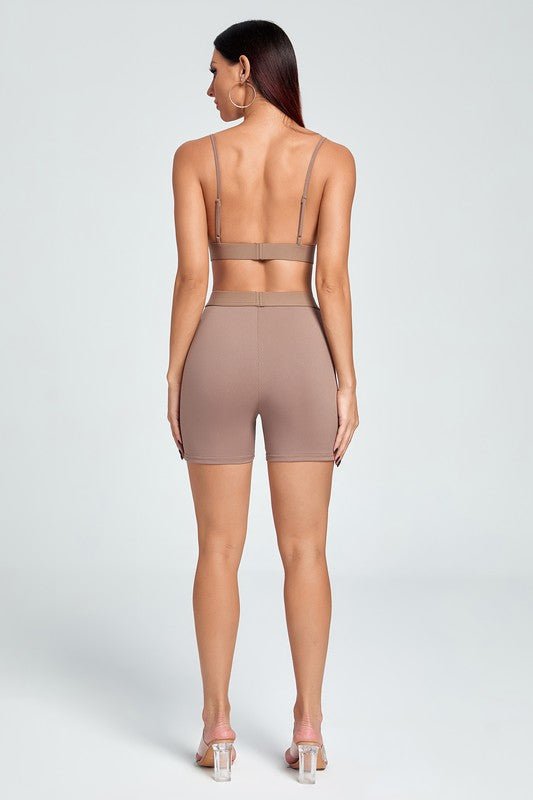 Khaki Workout Short Sets - STYLED BY ALX COUTUREActivewear