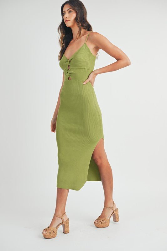 Kiwi Knot Front Cutout Midi Dress - STYLED BY ALX COUTUREDRESS