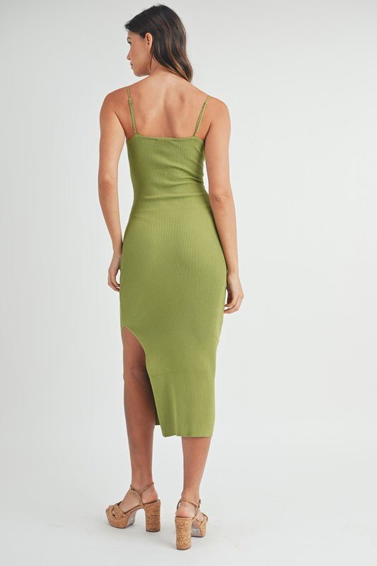 Kiwi Knot Front Cutout Midi Dress - STYLED BY ALX COUTUREDRESS