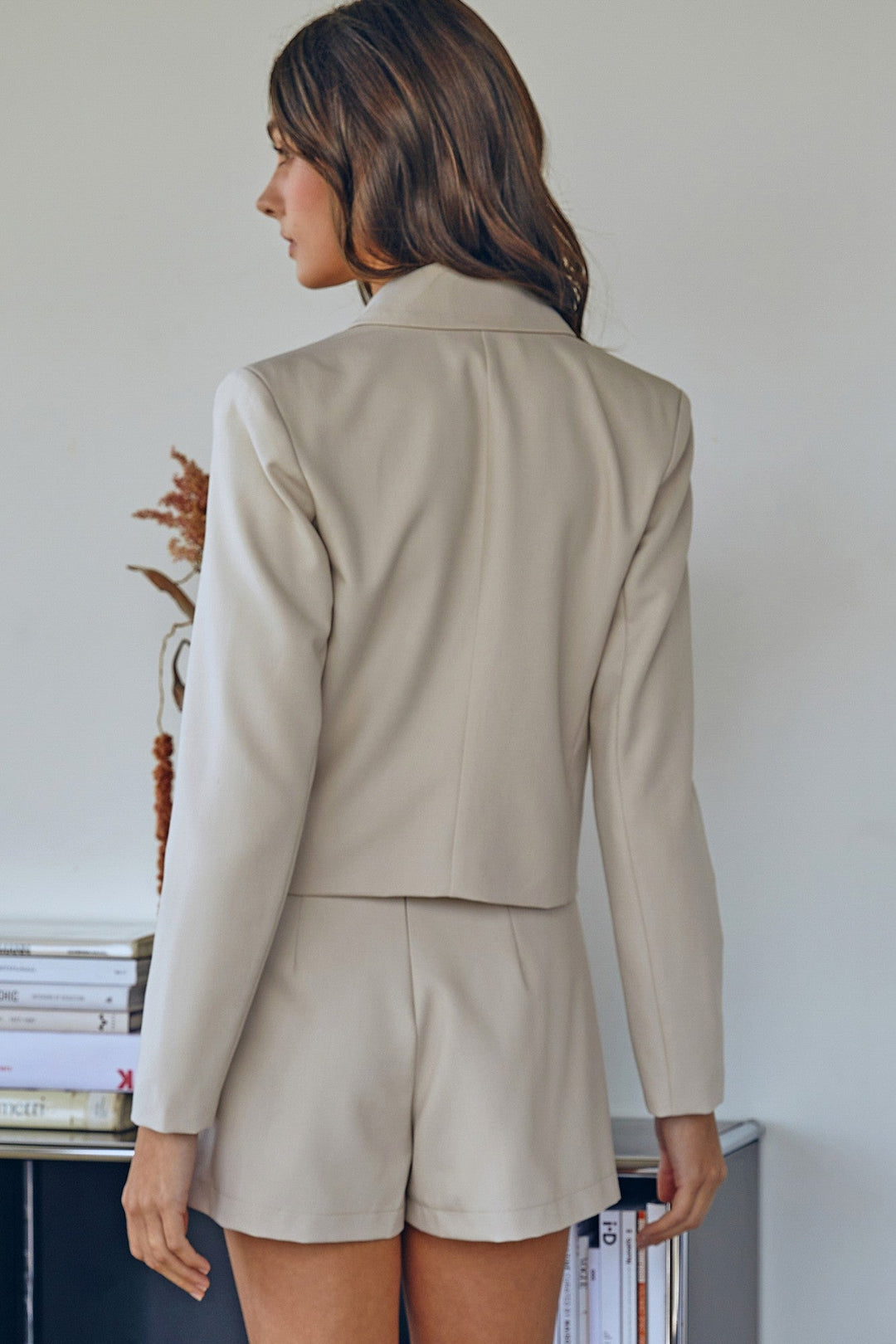 Light Beige Button Detail Blazer - STYLED BY ALX COUTUREBlazer