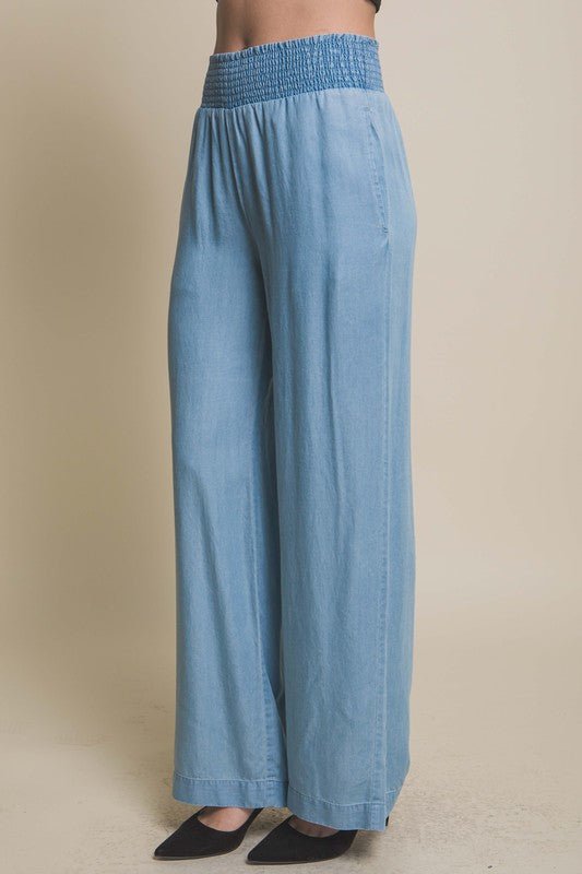Light Blue Casual Elastic Waistband Pants - STYLED BY ALX COUTUREPANTS