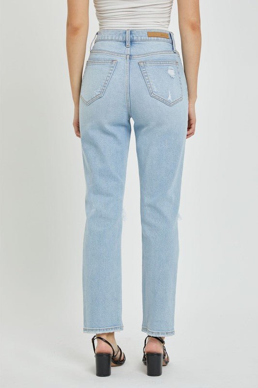 Light Denim High Rise Straight Jeans - STYLED BY ALX COUTUREJEANS