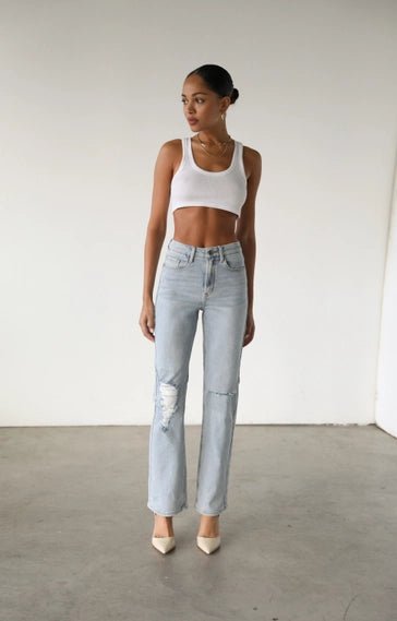 Light High Rise Straight Denim Jeans - STYLED BY ALX COUTUREPANTS