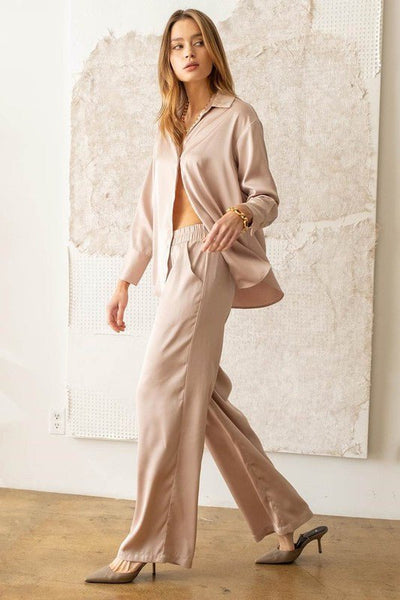 Satin bell bottom pants hot sale