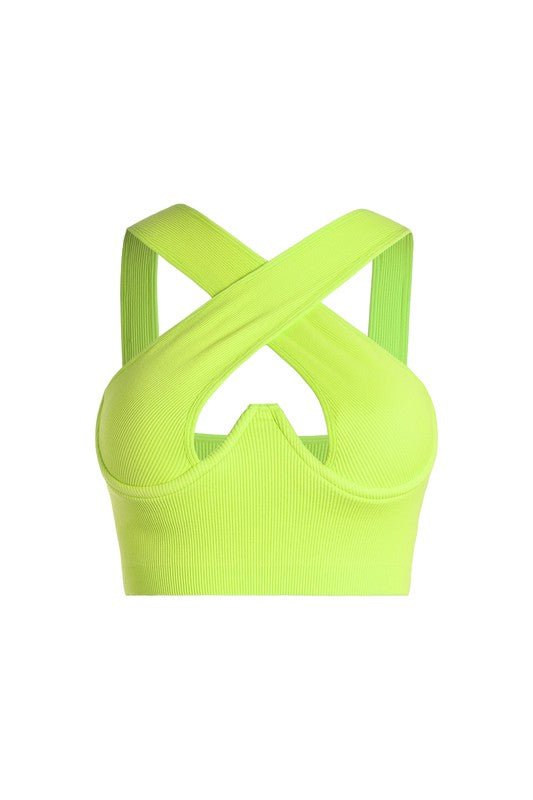 Lime Wired Cross Front Crop Tank - STYLED BY ALX COUTUREShirts & Tops