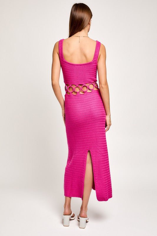 Magenta Crochet Sleeveless Midi Dress - STYLED BY ALX COUTUREDRESS