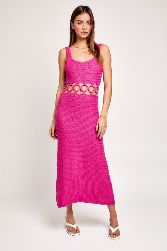 Magenta Crochet Sleeveless Midi Dress - STYLED BY ALX COUTUREDRESS