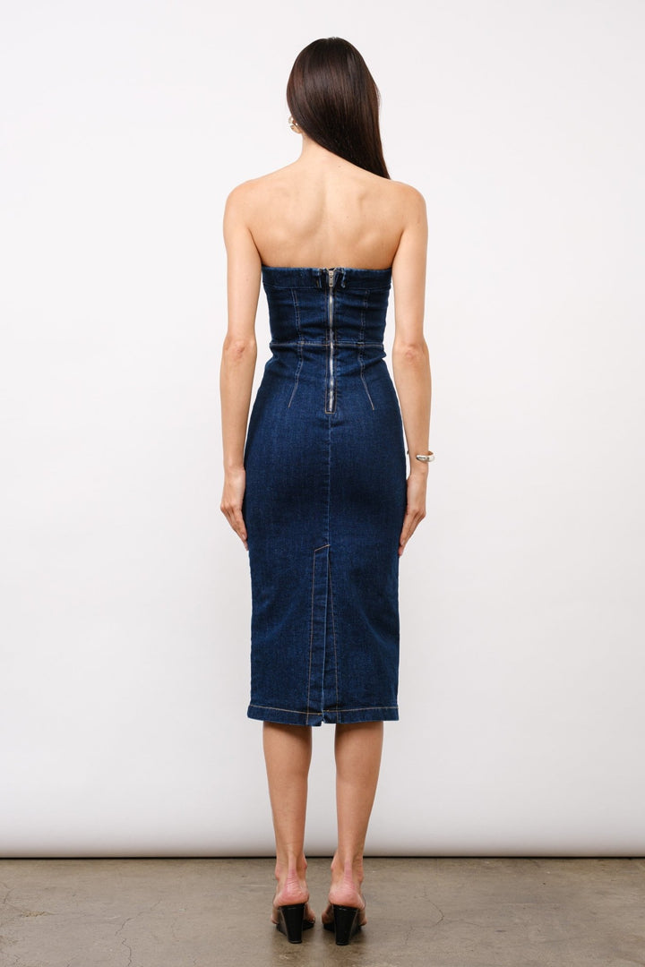 Mariana Strapless Stretch Denim Midi Dress - STYLED BY ALX COUTUREDRESSES