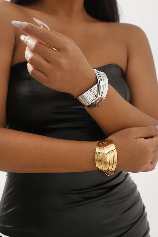 Metal Statement Cross Wire Cuff Bracelet - STYLED BY ALX COUTURE