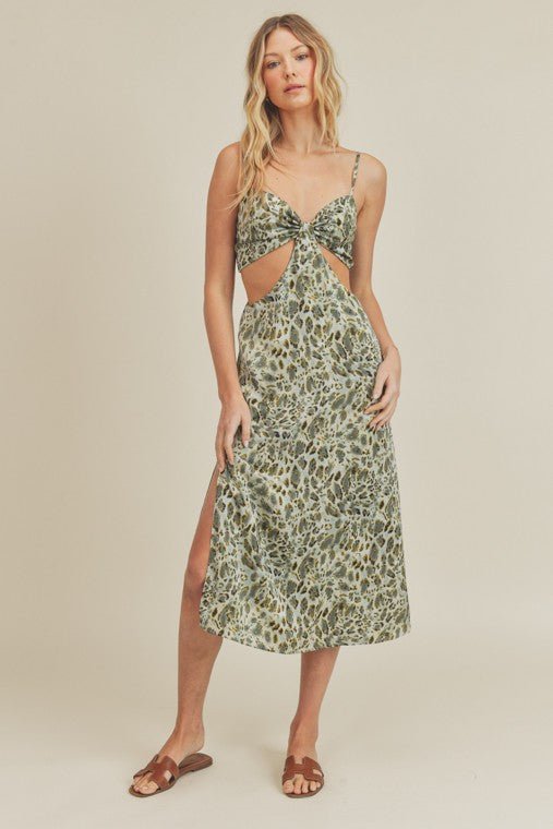 Mint Leopard Cutout Midi Dress - STYLED BY ALX COUTUREDresses